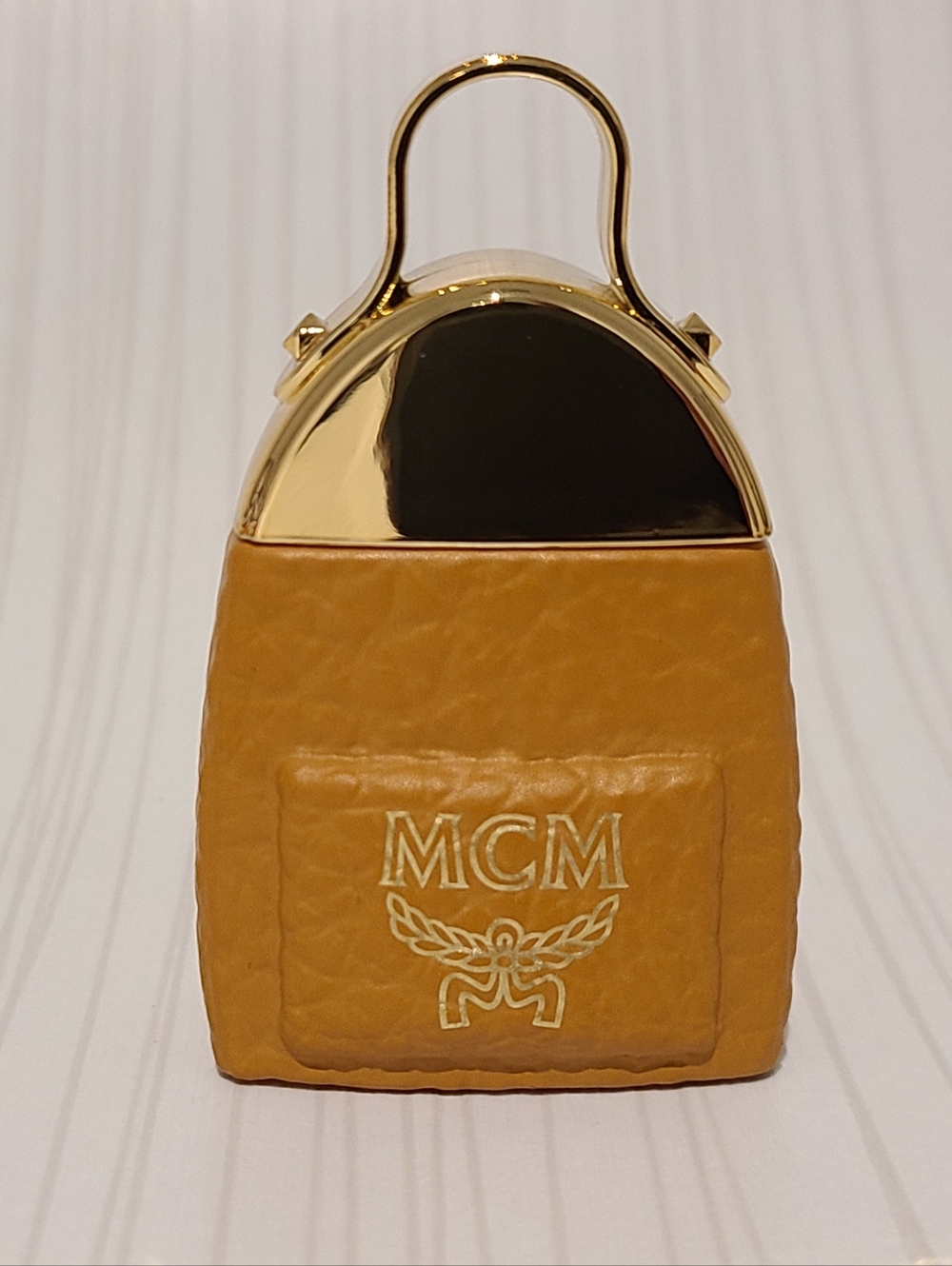 MCM Mustard Leather Mini Top-Handle Bag with Gold Hardware 7 ML Perfume